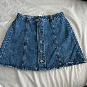 Blue denim mini skirt